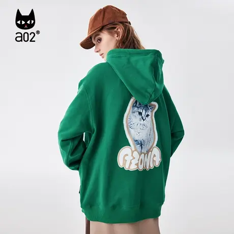 a02Fuzzy style美式2023秋季新款美式复古风带帽卫衣宽松休闲上衣图片