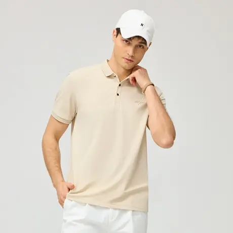 2025新款春夏季男士速干翻领短袖T恤爆款Polo衫男款纯色休闲上衣图片