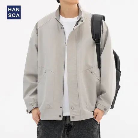 hansca2024秋冬新款立领夹克外套男美式潮牌户外宽松休闲上衣男装图片