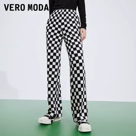 Vero Moda奥莱休闲裤秋冬清仓高腰直筒宽松阔腿百搭棋盘格裤子女商品大图
