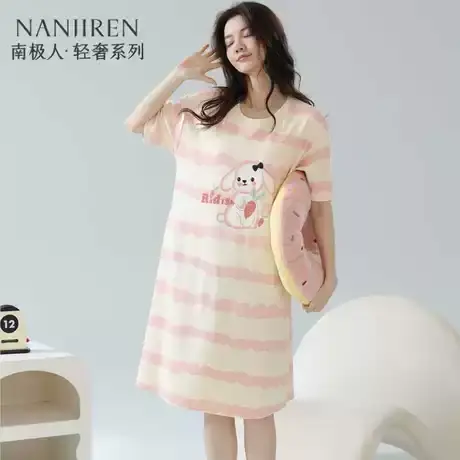 南极人睡裙女款2025新款纯棉睡衣春秋款女士100%全棉家居服睡裙商品大图