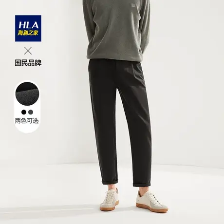 HLA/海澜之家腰侧松紧休闲裤23秋冬新品后袋翻盖花纹腰里商务裤子图片