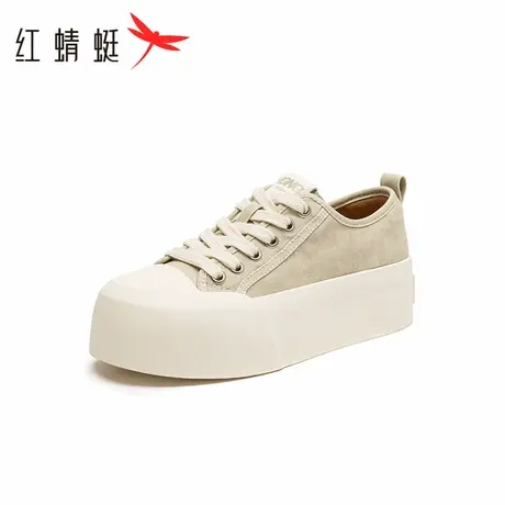 红蜻蜓休闲板鞋秋冬季新款女鞋厚底增高系带运动帆布鞋小白板鞋女商品大图