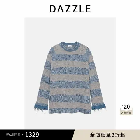 DAZZLE 地素奥莱毛衣2025年春季浅灰色针织提花套衫针织衫图片