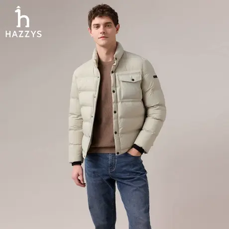 【商场同款】Hazzys哈吉斯男轻薄羽绒服2025冬季新款通勤立领外套商品大图