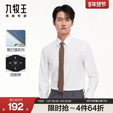 [明星同款][易打理系列]九牧王男装正装长袖衬衫夏新四面弹衬衣商品大图