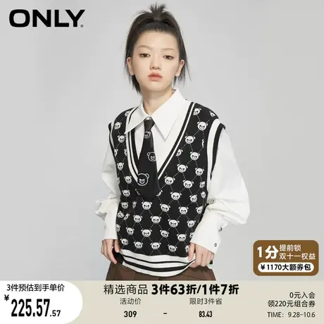 ONLY奥莱夏季时尚甜美学院风小熊百搭套装衬衫女商品大图