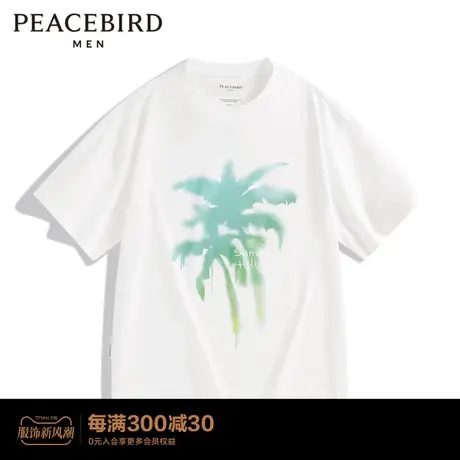 【夏日度假】太平鸟男装夏季凉感T恤宽松潮流印花短袖B2DAD2406图片