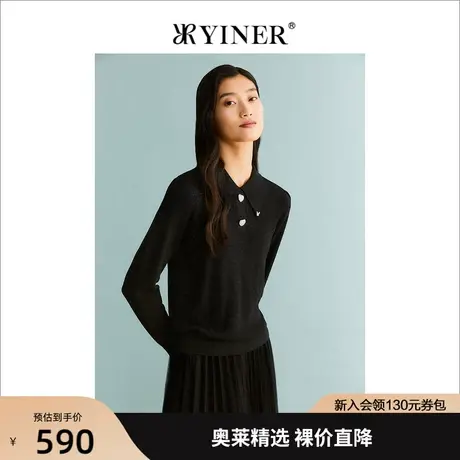 YINER音儿女装2023秋季新款金属闪丝羊毛混纺针织衫图片