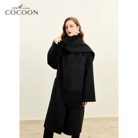 MISSCOCOON静奢风2023冬装新款女装气质百搭深灰长大衣商品大图