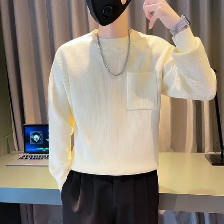 毛衣男秋冬季2023潮牌潮流纯色简约高级感轻熟休闲内搭针织衫上衣商品大图