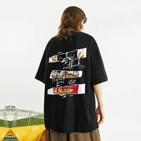 Nuthink欧美潮流vibe高街短袖T恤男潮中性风潮牌宽松oversize半袖商品大图