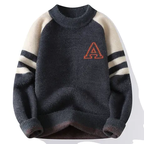 半高领男士毛衣秋冬季潮流针织打底衫加厚学生保暖上衣服宽松线衣商品大图