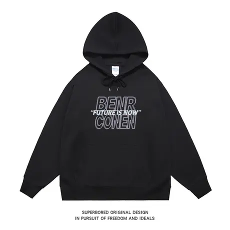 欧美字母印花潮牌卫衣男春秋季美式复古简约连帽套头宽松上衣帽衫商品大图