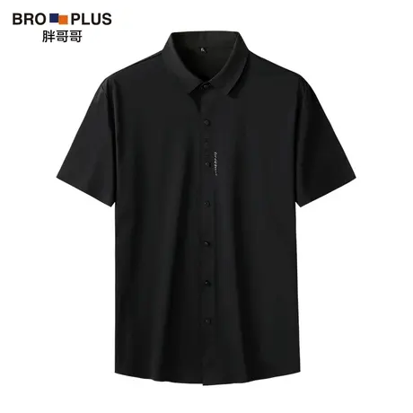 胖哥哥2024夏季新款大码短袖男衬衫宽松休闲字母半袖加肥加大衬衣图片