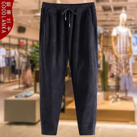 40-50岁中年妈妈秋冬休闲裤子大码宽松时尚弹力灯芯绒束脚卫裤女商品大图