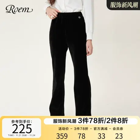 Roem秋新款复古灯芯绒直筒裤气质高腰长裤通勤出游百搭女裤子图片