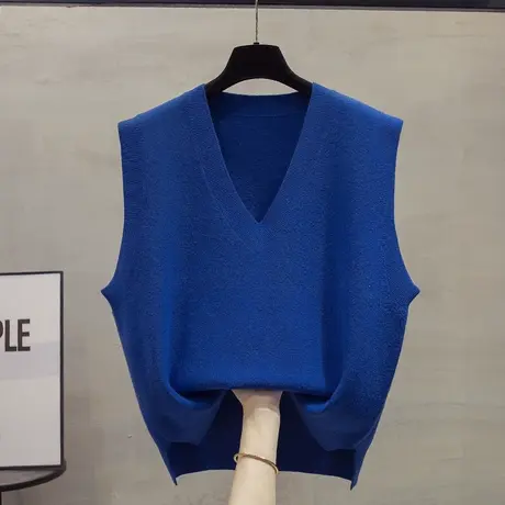 细针v领针织马甲背心女2023秋装新款宽松外穿马夹叠穿毛衣坎肩潮商品大图