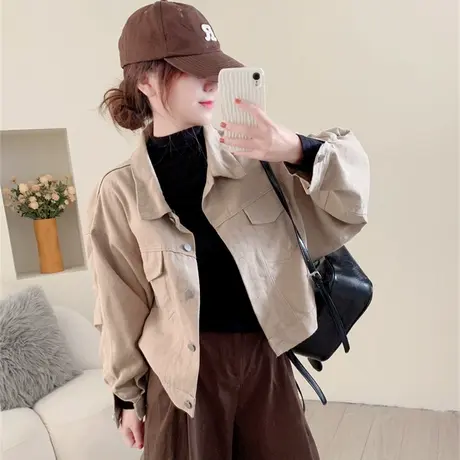 复古休闲小个子牛仔外套女秋冬2023新款韩版宽松百搭学生夹克上衣商品大图