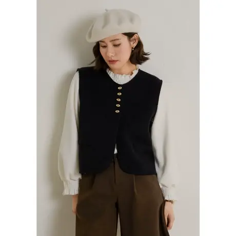 弥古黑色小香风马甲女秋冬2023新款小个子法式复古毛衣小马夹背心商品大图