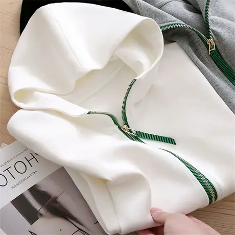 卫衣居然能这么显瘦!秒瘦20斤！修身拉链连帽卫衣短外套春季卫衣商品大图