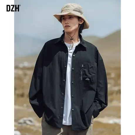 男士黑色痞帅衬衫男长袖高级感男装爬山穿搭休闲防水外套休闲衬衣商品大图