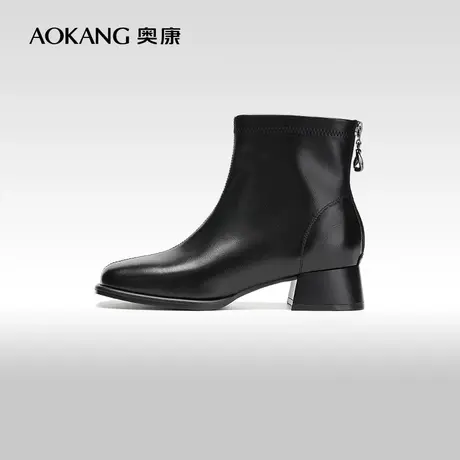 【门店发货】奥康女鞋 冬季新款简约大气通勤短靴百搭及踝靴商品大图