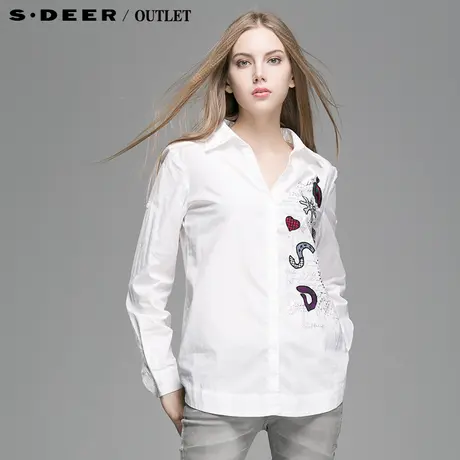 sdeer圣迪奥专柜正品女装春装趣味拼贴女式衬衫4380533图片