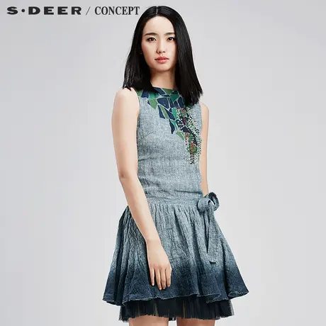 S·DEER＼CONCEPTsdeer 圣迪奥 彩瓷多色凸绣连衣裙S15261223图片