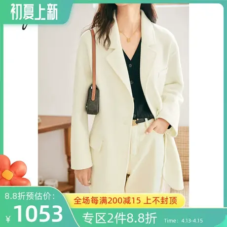伊芙丽毛呢外套女秋新品长袖呢子西装时尚气质羊毛外套1C9970041商品大图