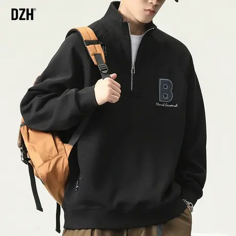 男士美式半拉链卫衣男高级感痞帅重磅2024年新款春季刺绣上衣外套商品大图