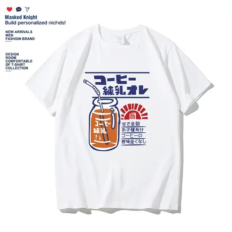 日系原宿风卡通复古印花短袖T恤男女韩版宽松BF风夏季学生半袖图片