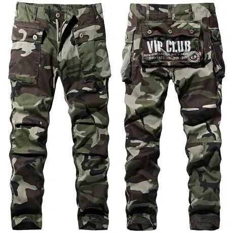 VIP夏季工装裤男纯棉大码宽松迷彩裤韩版直筒运动休闲长裤子潮牌商品大图