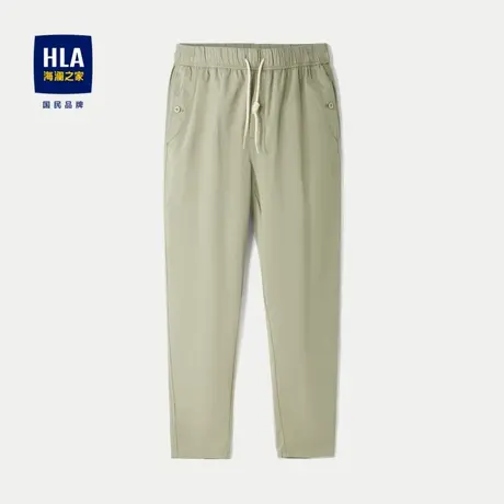 HLA/海澜之家系带休闲裤2024春夏新款纽扣点缀时尚锥形九分裤子男图片