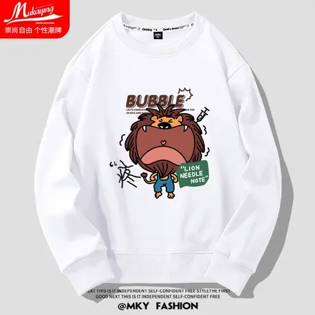 卡通趣味创意印花圆领卫衣男春秋季美式潮流宽松大码ins休闲长袖商品大图