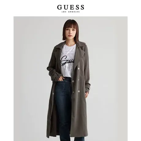 GUESS款女士优雅系腰带风衣W2YL22WE0K0商品大图