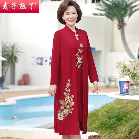 中老年洋气旗袍婚礼服婚宴妈妈秋装女2023年新款套装时尚连衣裙春图片