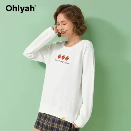 Ohlyah品牌 卫衣女2023秋冬新款圆领套头衫宽松运动休闲长袖学生商品大图