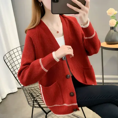 春装女装2023年早春韩版针织开衫毛衣外套爆款时尚宽松上衣外穿潮商品大图