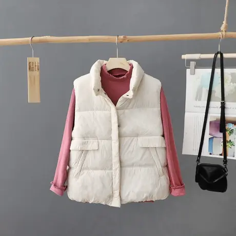 2023秋冬新款韩版短款羽绒棉服马甲女时尚外穿坎肩棉马夹外套背心图片