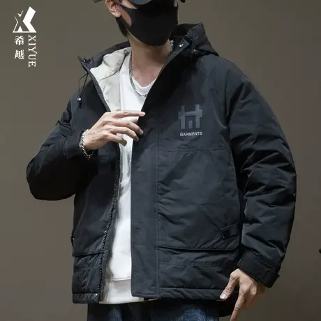 男款羽绒服男运动外套轻薄2023冬季冲锋衣男士大码带帽男装衣服冬商品大图