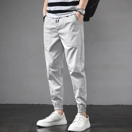 夏季薄款束脚工装裤男士运动休闲裤子宽松九分纯棉卫裤春秋款秋季商品大图