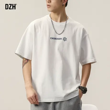 男士白色重磅短袖t恤男夏季纯棉2023新款潮牌衣服男款上衣体恤衫商品大图