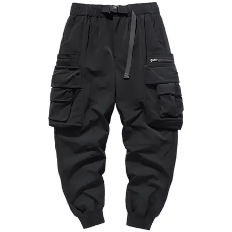 VIP机能黑色工装裤子男潮牌多口袋伞兵裤宽松弹力运动休闲束脚裤商品大图