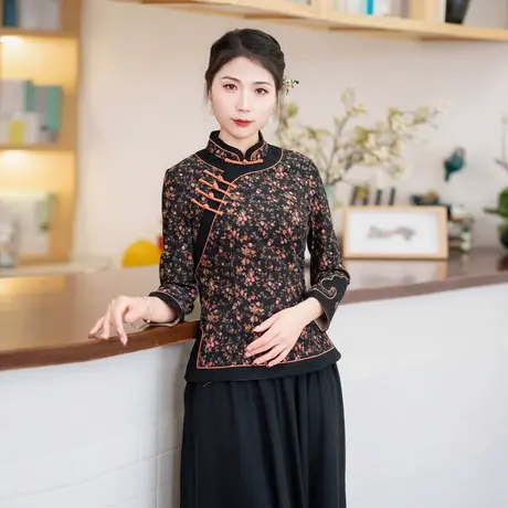 筠雅唐装女装中国风新中式上衣2025年新款收腰显瘦茶服外套24J085图片