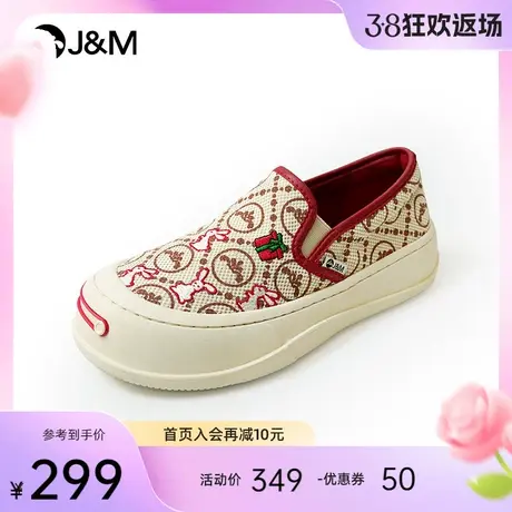 快乐玛丽乐福鞋女2024春新款一脚蹬松糕厚底开口笑帆布鞋女休闲鞋商品大图