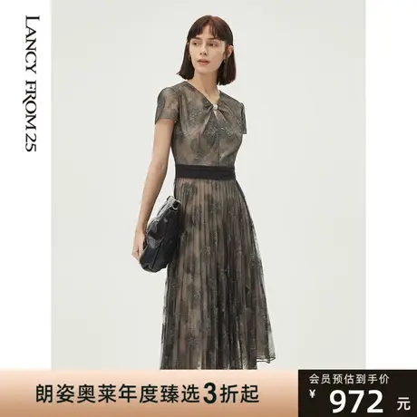 朗姿奥莱法式轻奢亮葱网纱气质收腰轻礼服连衣裙女专柜早春女装商品大图