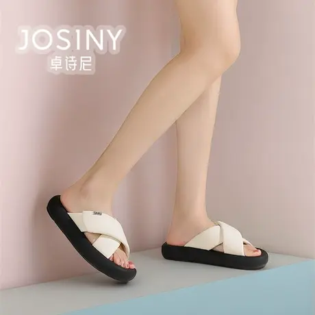 卓诗尼厚底拖鞋女外穿一字拖2024新款夏款女鞋商场同款4J1A50562图片