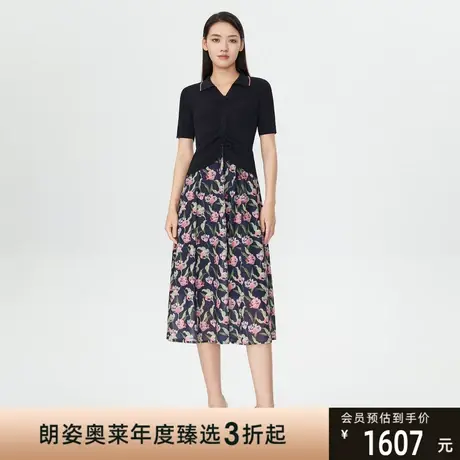 朗姿 POLO领收腰显瘦气质女式连衣裙线下商场同款图片