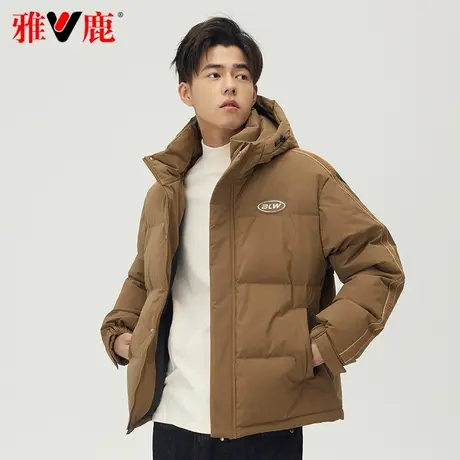 雅鹿官方2023新款男羽绒服短款休闲时尚连帽加厚青少年冬季面包服商品大图